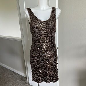 Trina Turk Elegant Sequin Dress in Brown